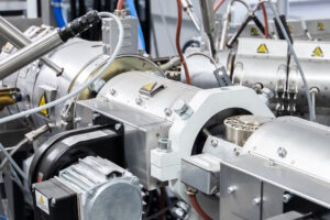 Extruder,Machine,For,Extrusion,Of,Plastic,Material,,Close-up,View